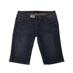 Vigoss Womens B6077A Blue Medium Wash Flat Front Denim Bermuda Shorts Size 32